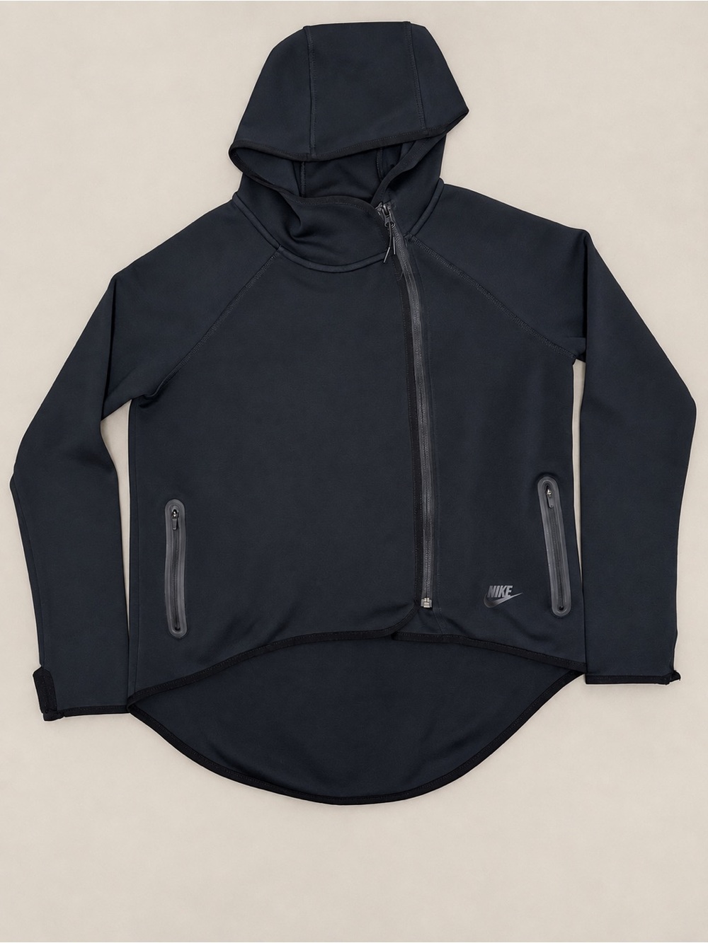 Nike Tech Fleece Sweatshirt Womens S Black Tail Cape Full Zip Hoodie